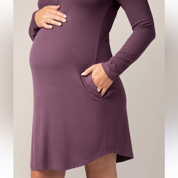 Kindred Bravely Riley Ribbed Bamboo Maternity & Nursing Nightgown Size Large - Picture 8 of 12
